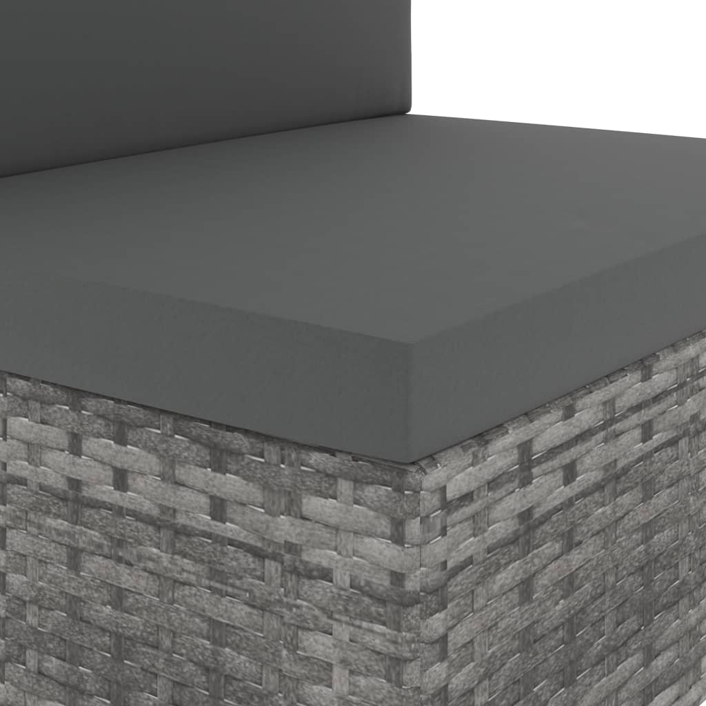 Sectional Sofa 2-Seater Poly Rattan Grey