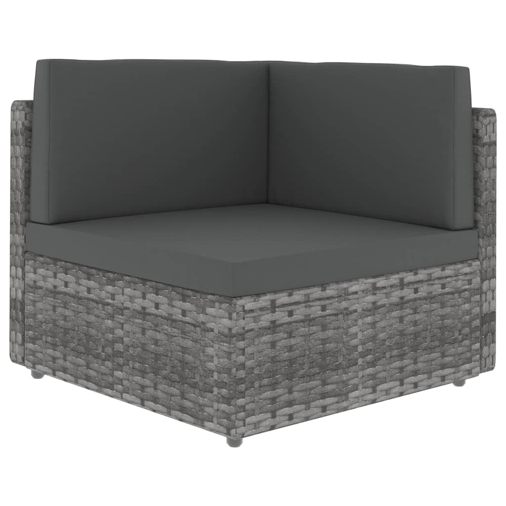 Sectional Sofa 2-Seater Poly Rattan Grey
