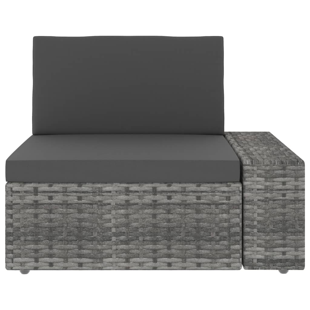 Sectional Sofa 2-Seater Poly Rattan Grey