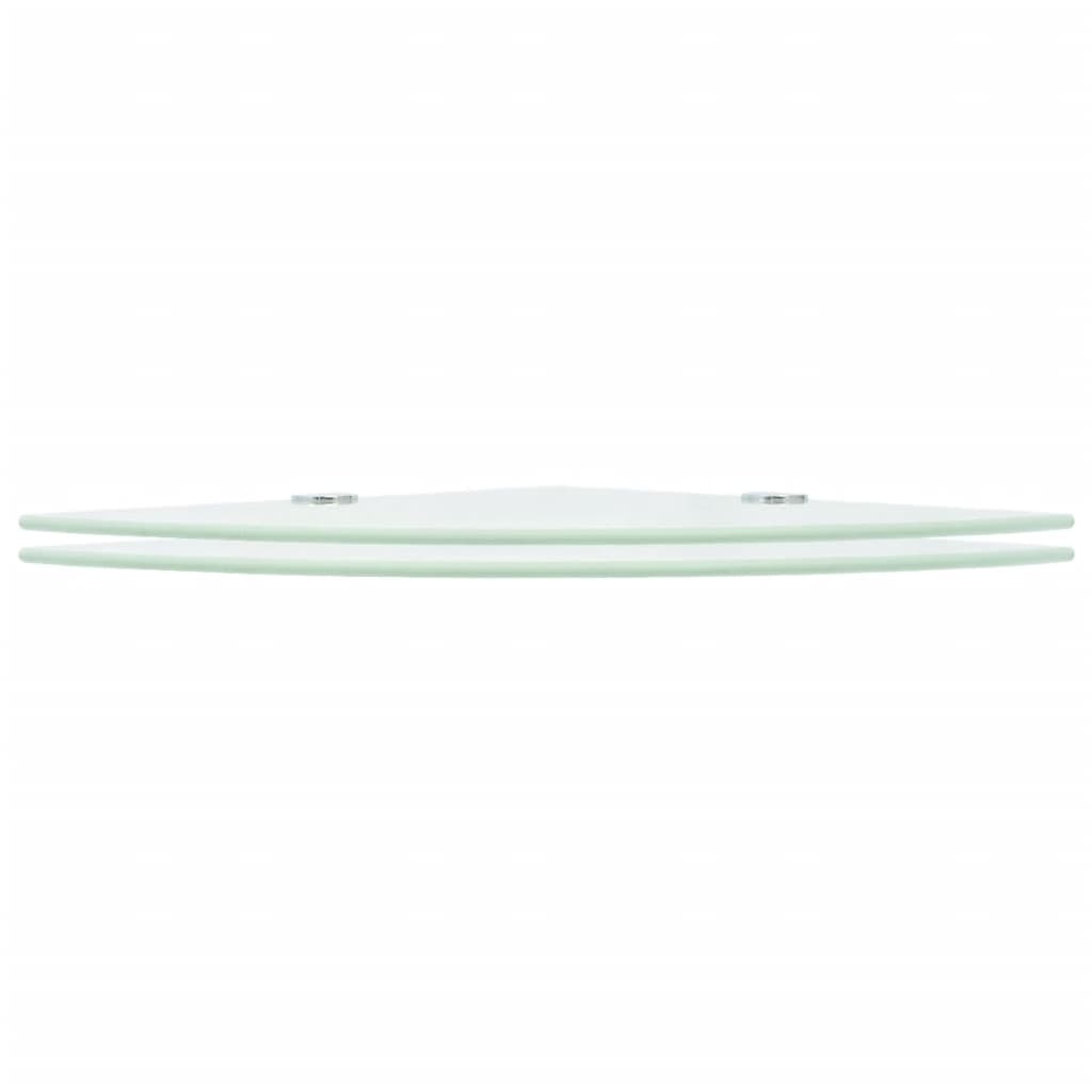 Corner Shelves 2 pcs with Chrome Supports Glass White 35x35 cm