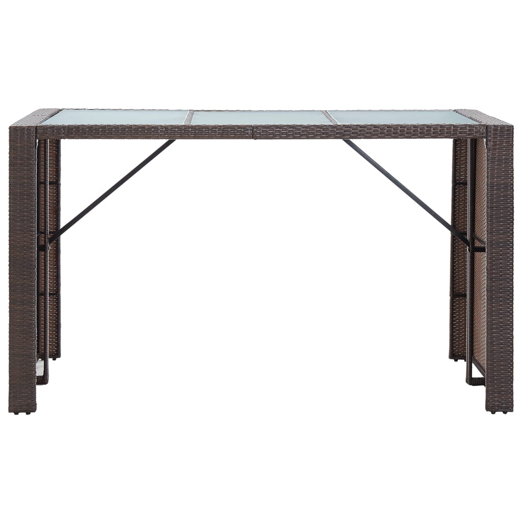 7 Piece Garden Bar Set with Cushions Poly Rattan Brown