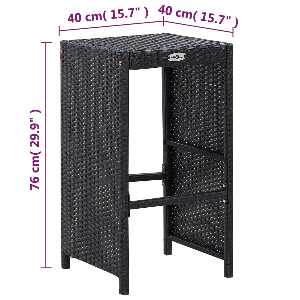 7 Piece Garden Bar Set with Cushions Poly Rattan Black