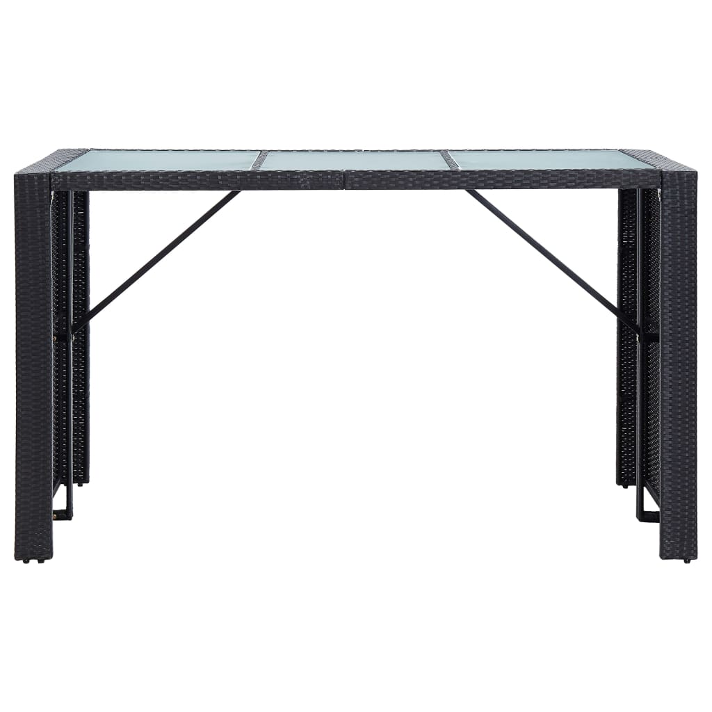 7 Piece Garden Bar Set with Cushions Poly Rattan Black