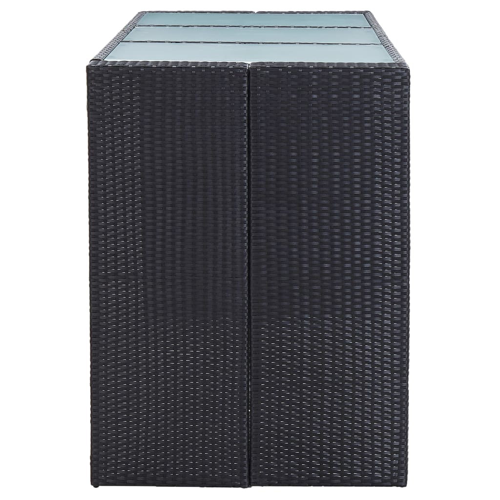7 Piece Garden Bar Set with Cushions Poly Rattan Black