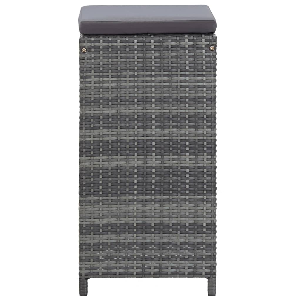 7 Piece Garden Bar Set with Cushions Poly Rattan Grey