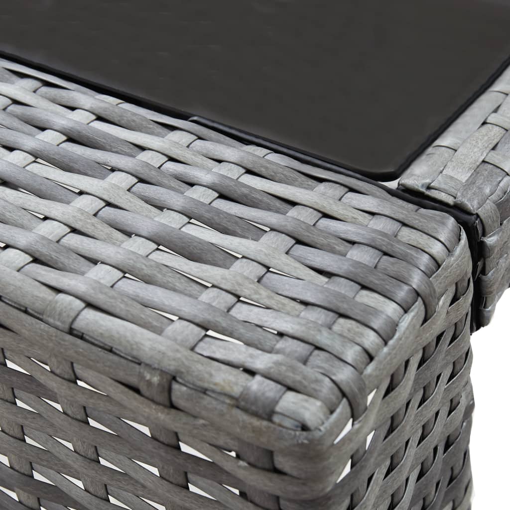 7 Piece Garden Bar Set with Cushions Poly Rattan Grey