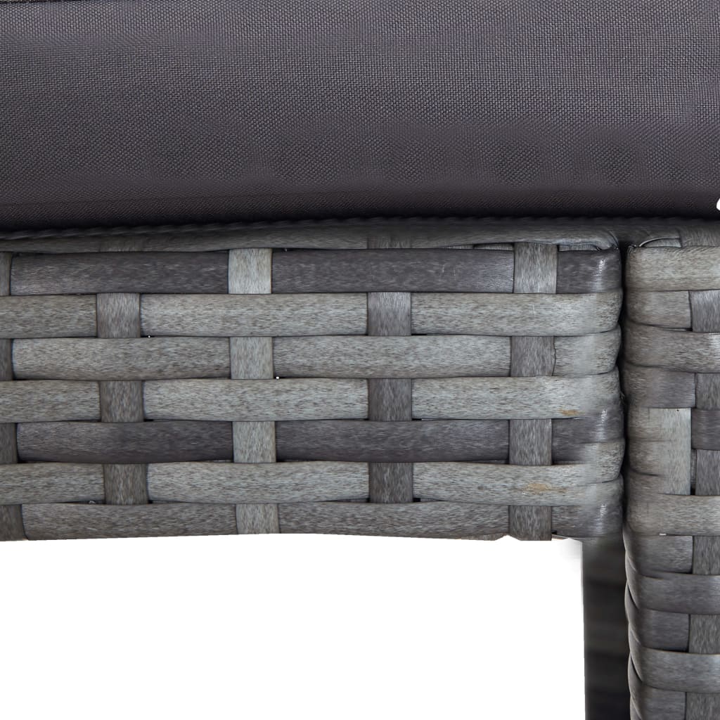 7 Piece Garden Bar Set with Cushions Poly Rattan Grey