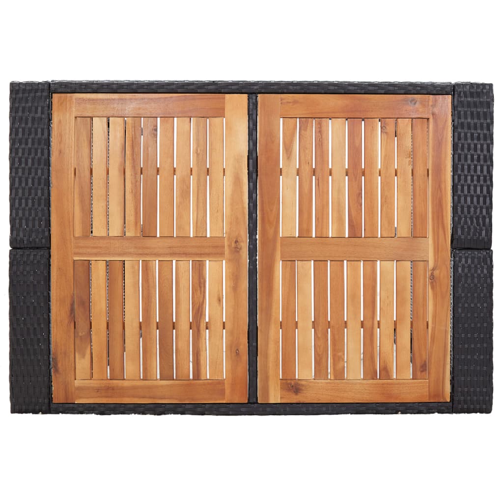 5 Piece Outdoor Bar Set Poly Rattan and Acacia Wood Black