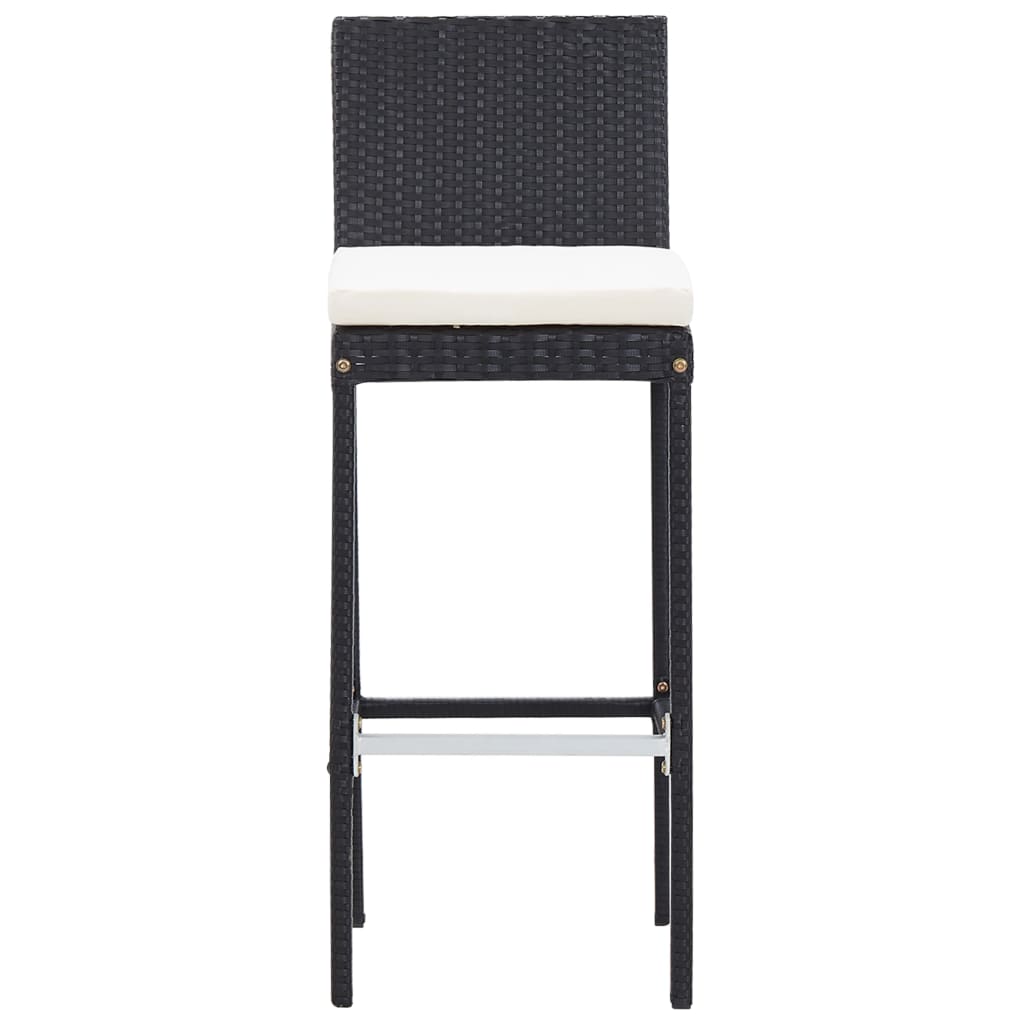 9 Piece Outdoor Bar Set Poly Rattan and Acacia Wood Black