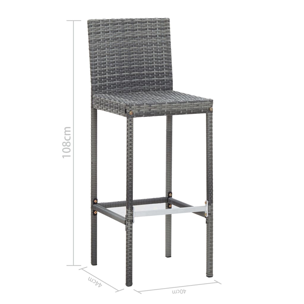 9 Piece Outdoor Bar Set Poly Rattan and Acacia Wood Grey