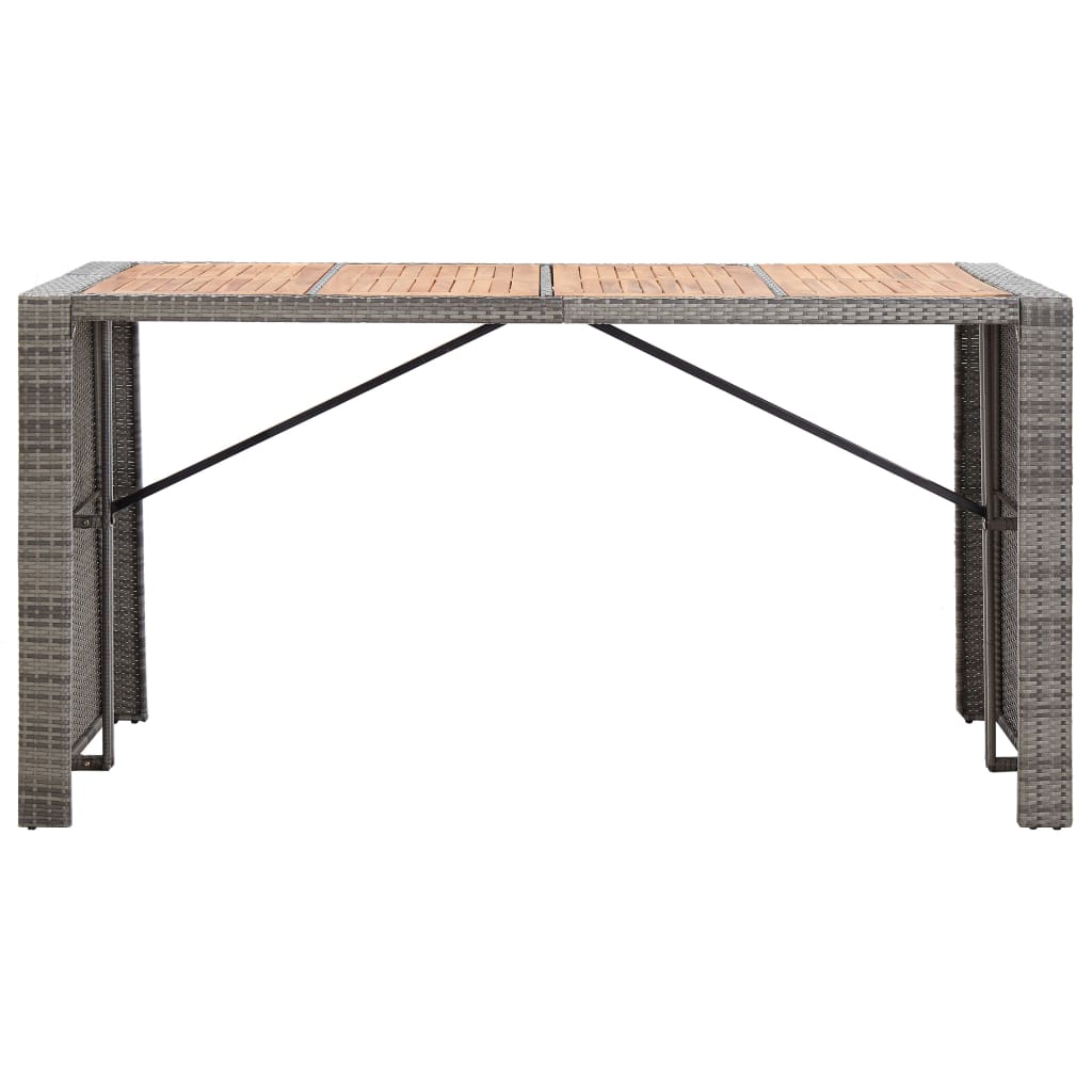 9 Piece Outdoor Bar Set Poly Rattan and Acacia Wood Grey