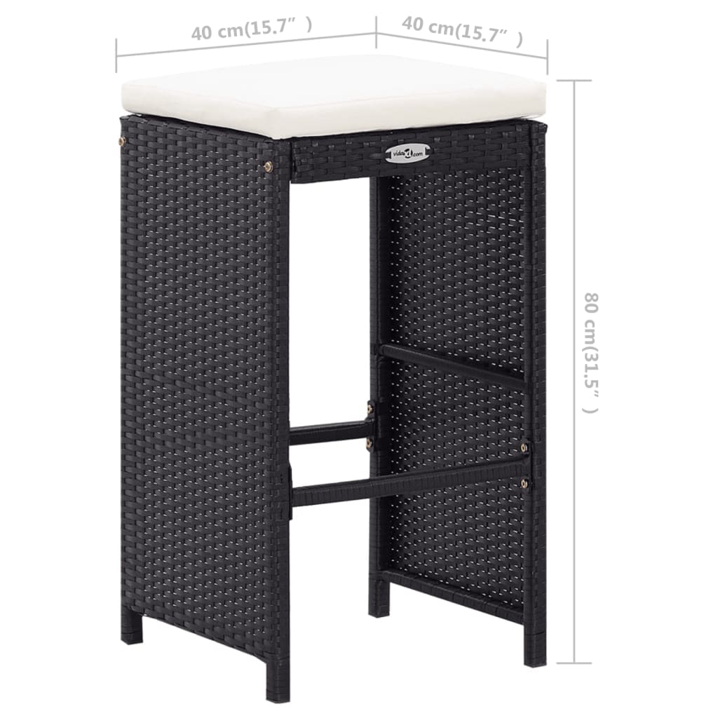 9 Piece Outdoor Bar Set Poly Rattan Black
