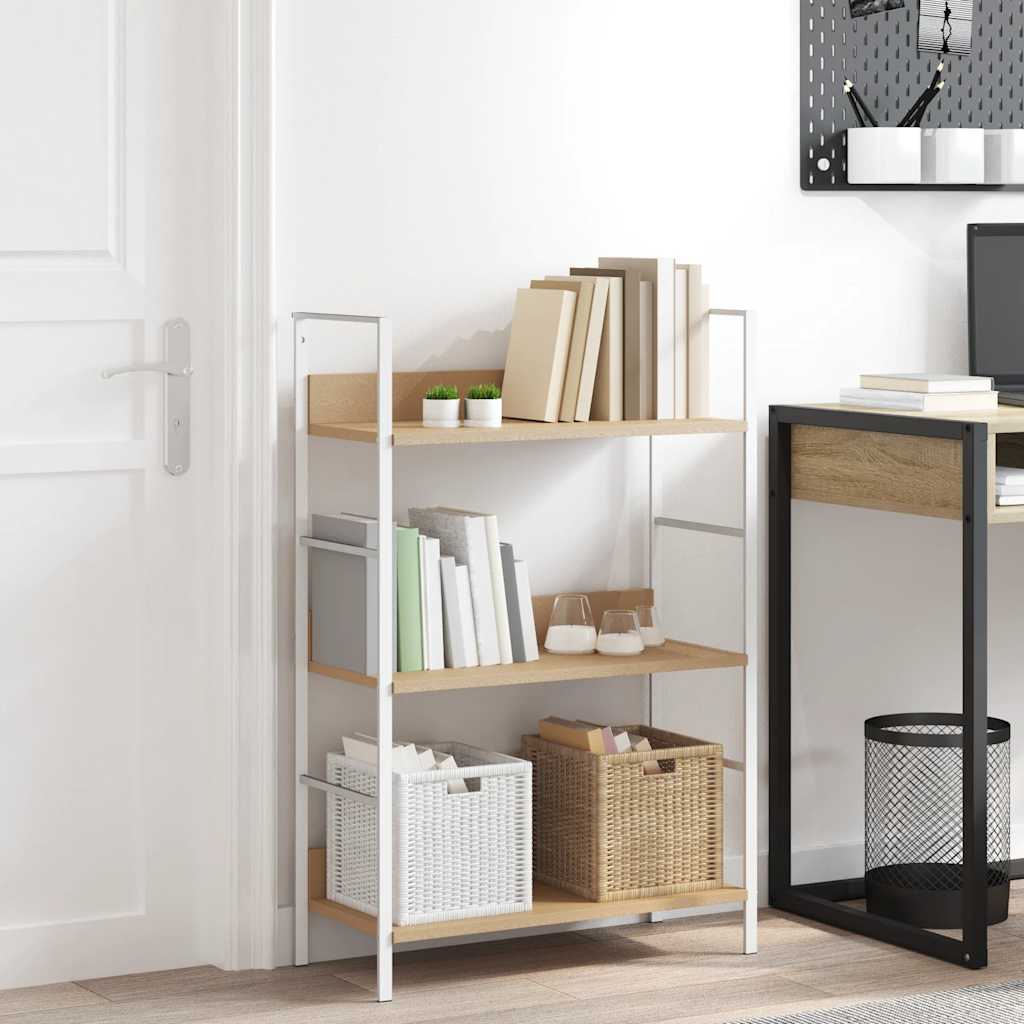 3-Layer Book Shelf Oak 60x27.6x90.5 cm Engineered Wood