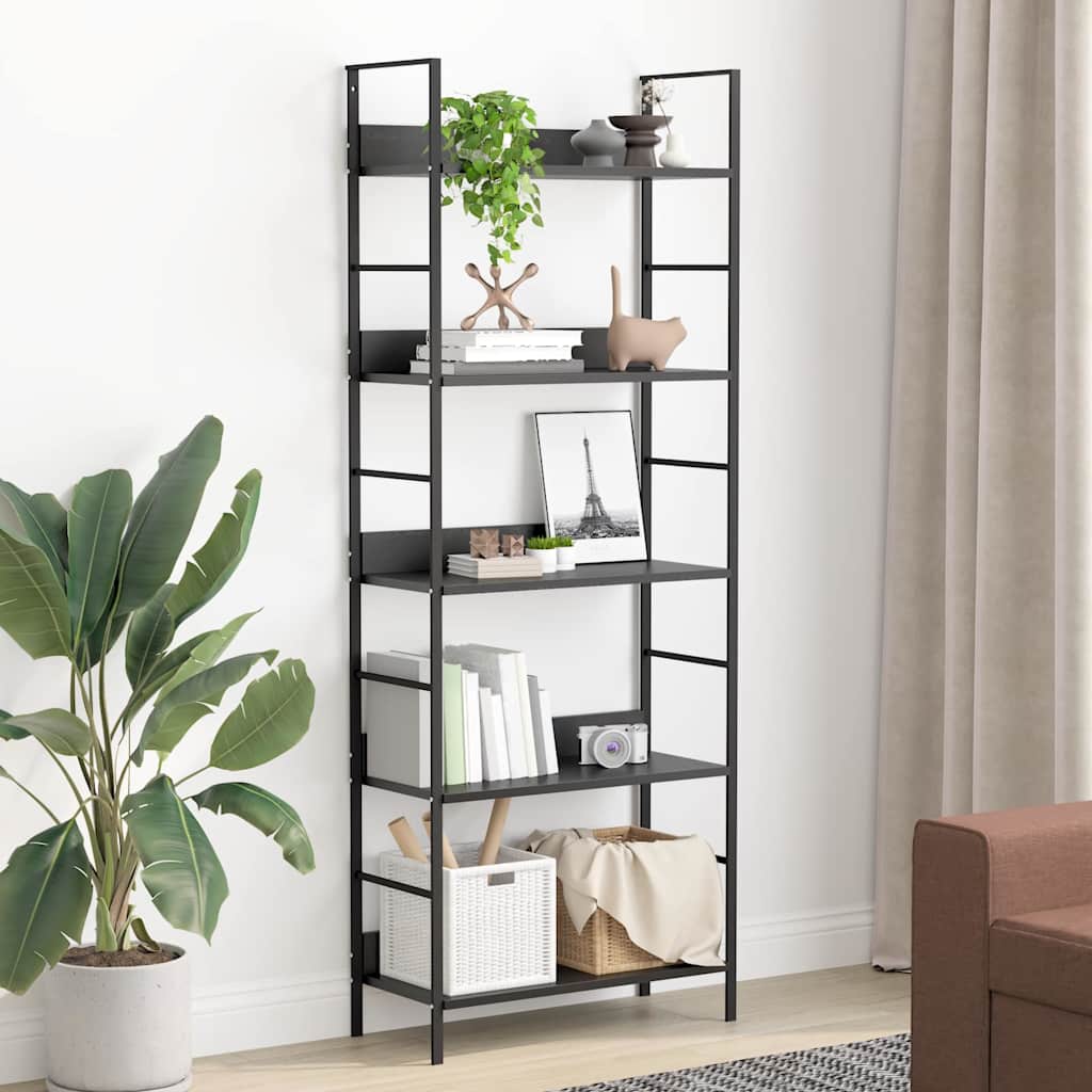 5-Layer Book Shelf Black 60x27.6x158.5 cm Engineered Wood