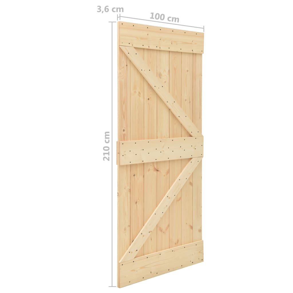 Door 100x210 cm Solid Pine Wood