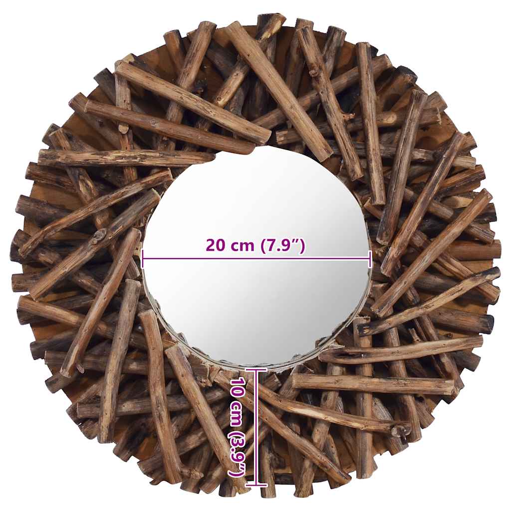 Wall Mirror 40 cm Teak Round