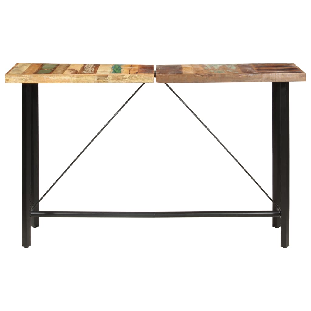 9 Piece Bar Set Solid Reclaimed Wood and Genuine Leather
