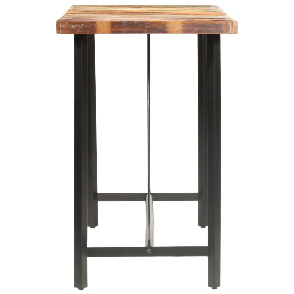 9 Piece Bar Set Solid Reclaimed Wood and Genuine Leather