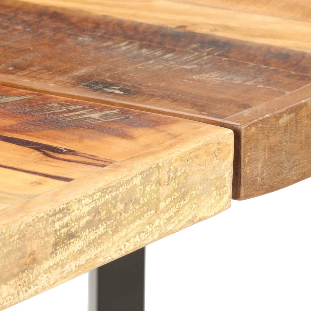 9 Piece Bar Set Solid Reclaimed Wood and Genuine Leather