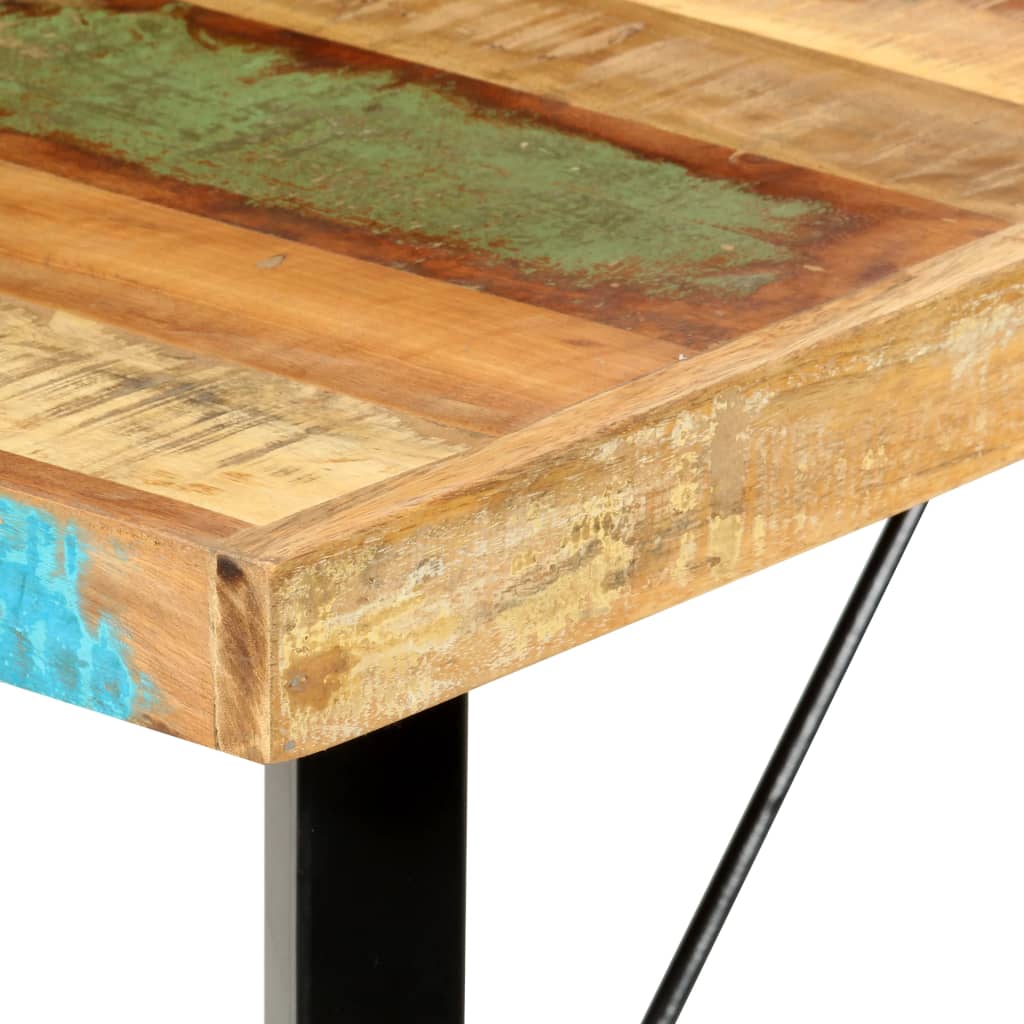 9 Piece Bar Set Solid Reclaimed Wood and Genuine Leather