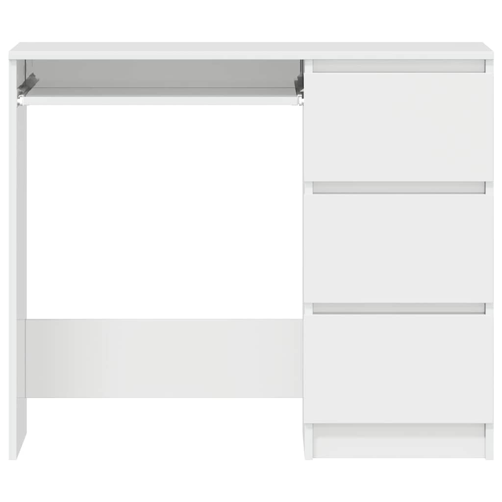 Desk High Gloss White 90x45x76 cm Engineered Wood