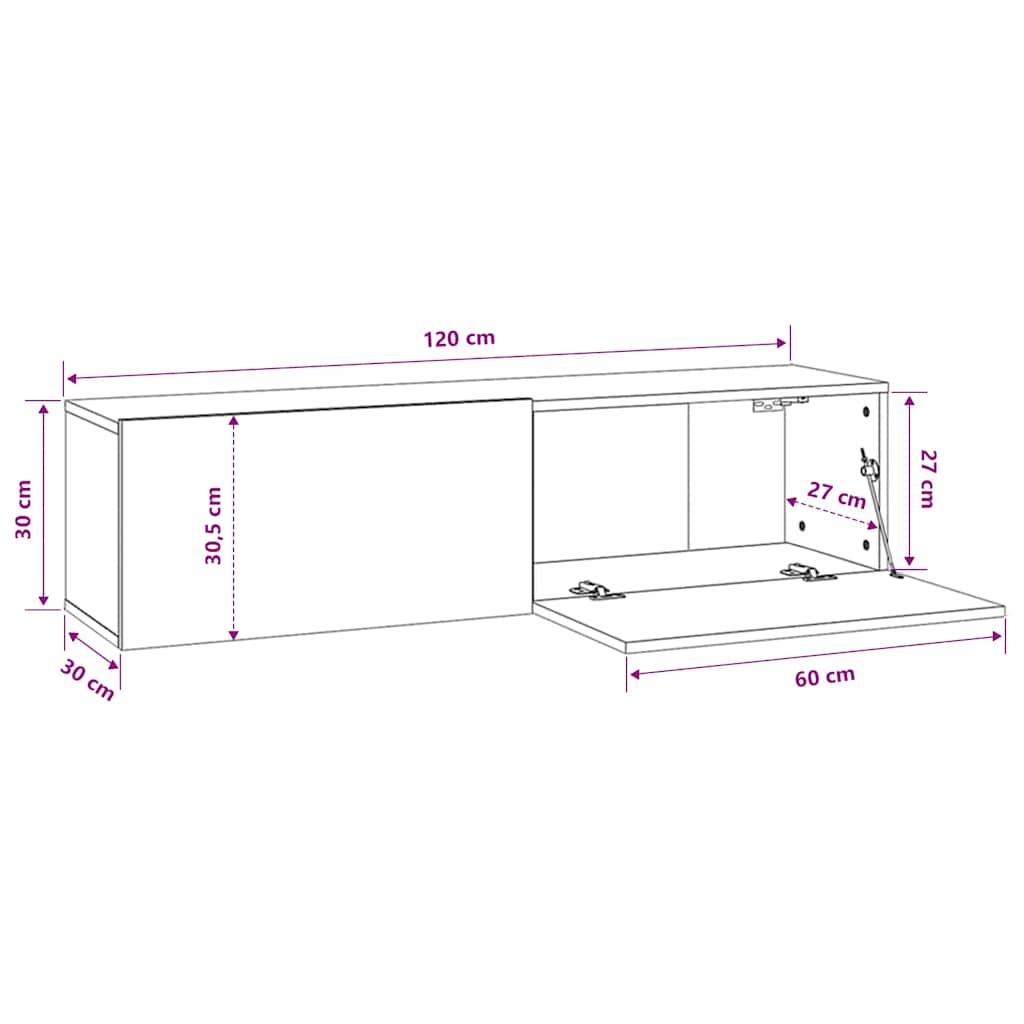 TV Cabinet High Gloss White 120x30x30 cm Engineered Wood