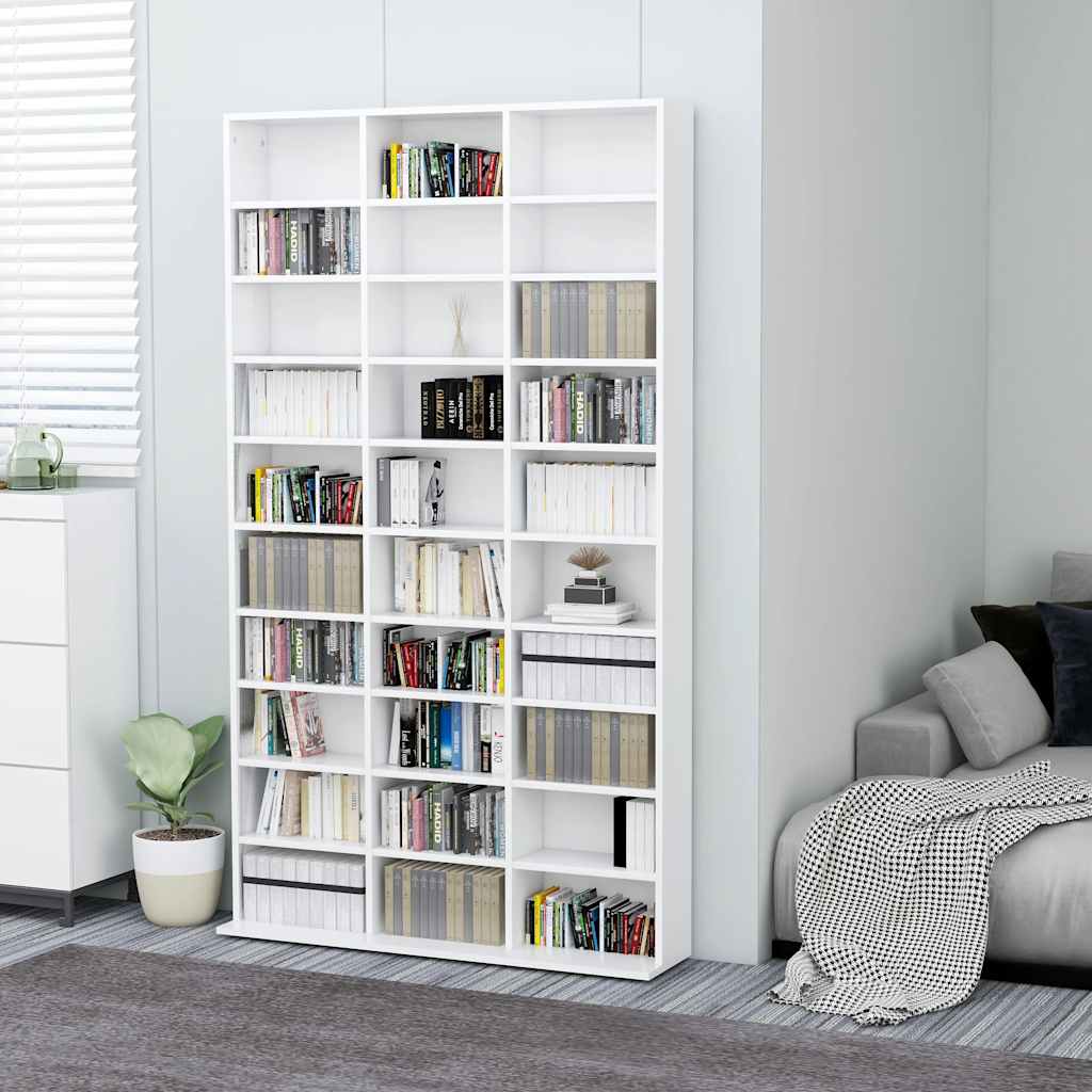 CD Cabinet White 102x23x177.5 cm Engineered Wood