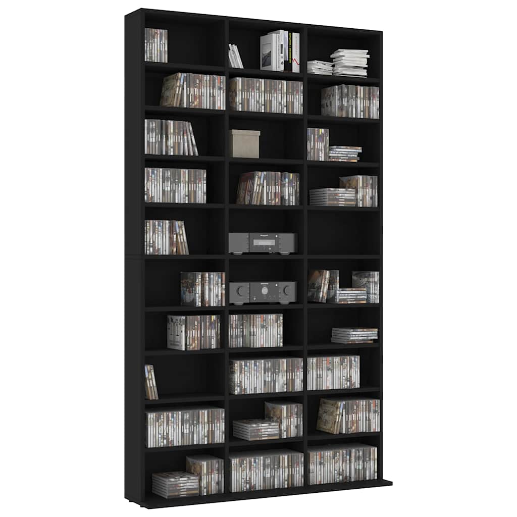CD Cabinet Black 102x23x177.5 cm Engineered Wood