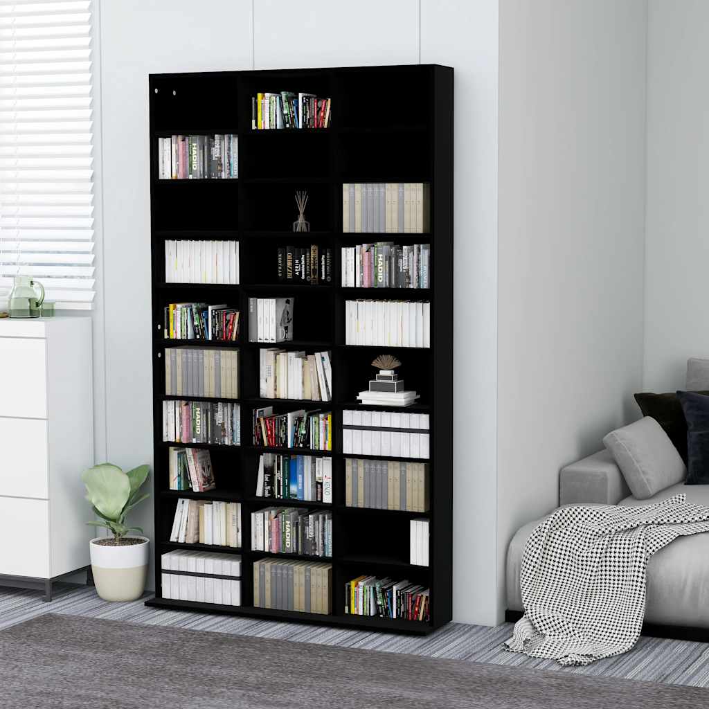 CD Cabinet Black 102x23x177.5 cm Engineered Wood