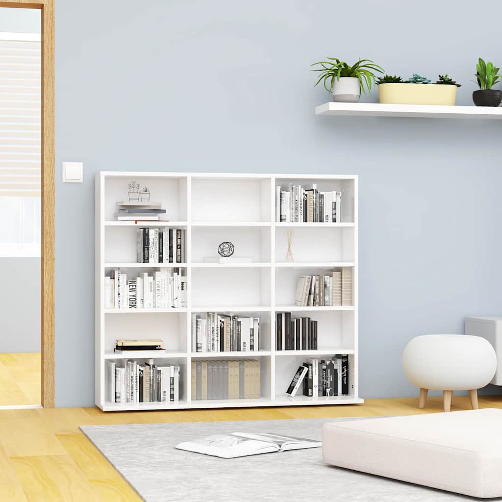 CD Cabinet High Gloss White 100x23x89.5 cm Engineered Wood