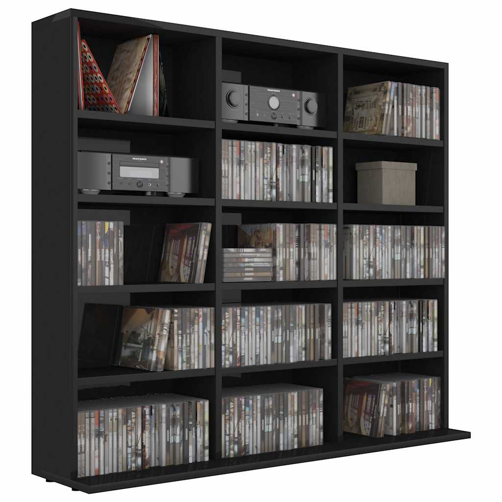 CD Cabinet High Gloss Black 100x23x89.5 cm Engineered Wood