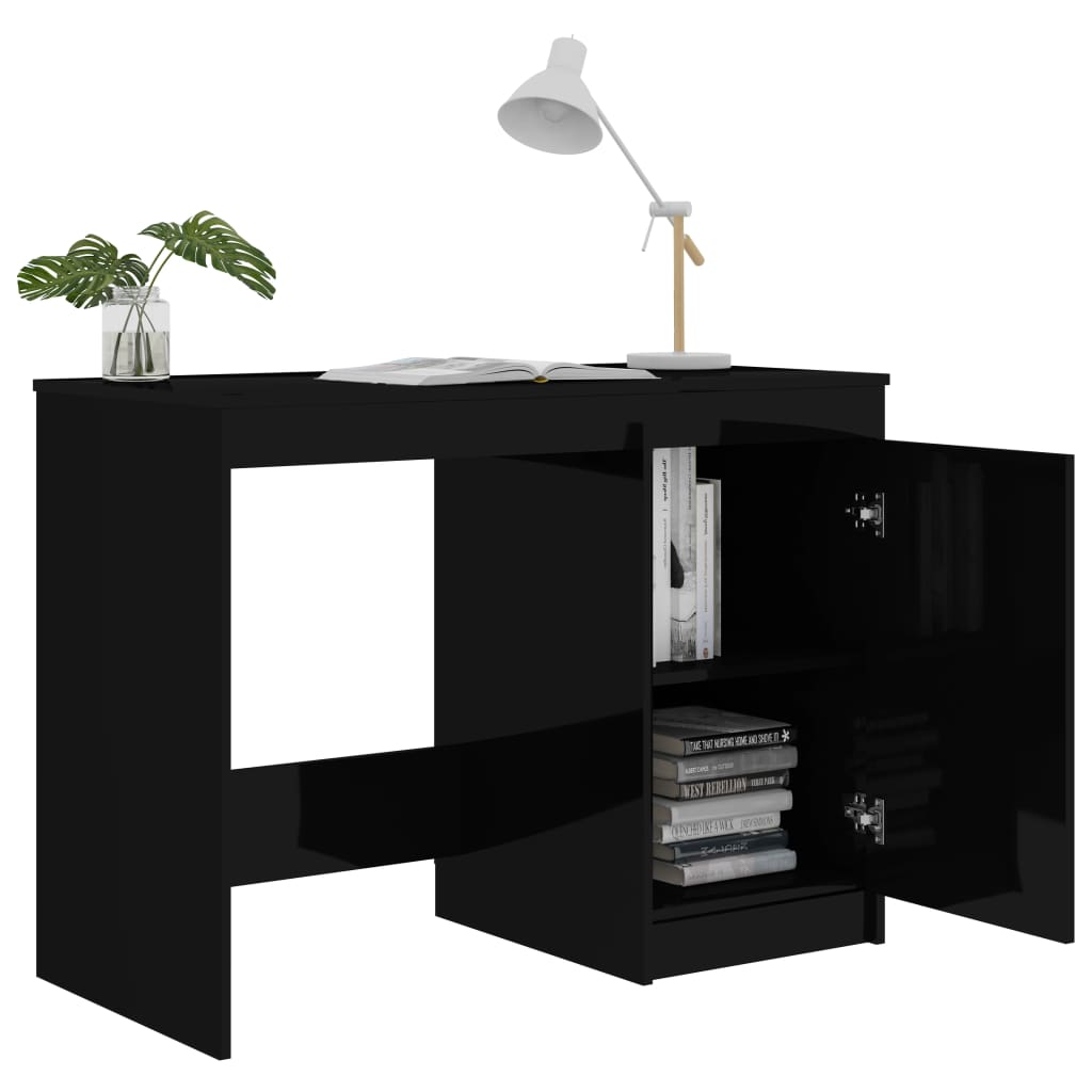 Desk High Gloss Black 100x50x76 cm Engineered Wood