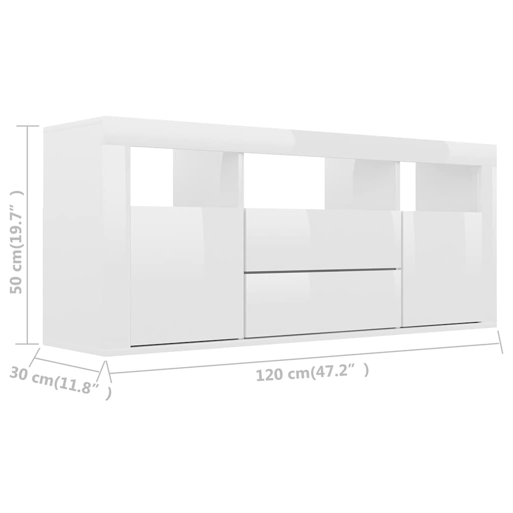 TV Cabinet High Gloss White 120x30x50 cm Engineered Wood