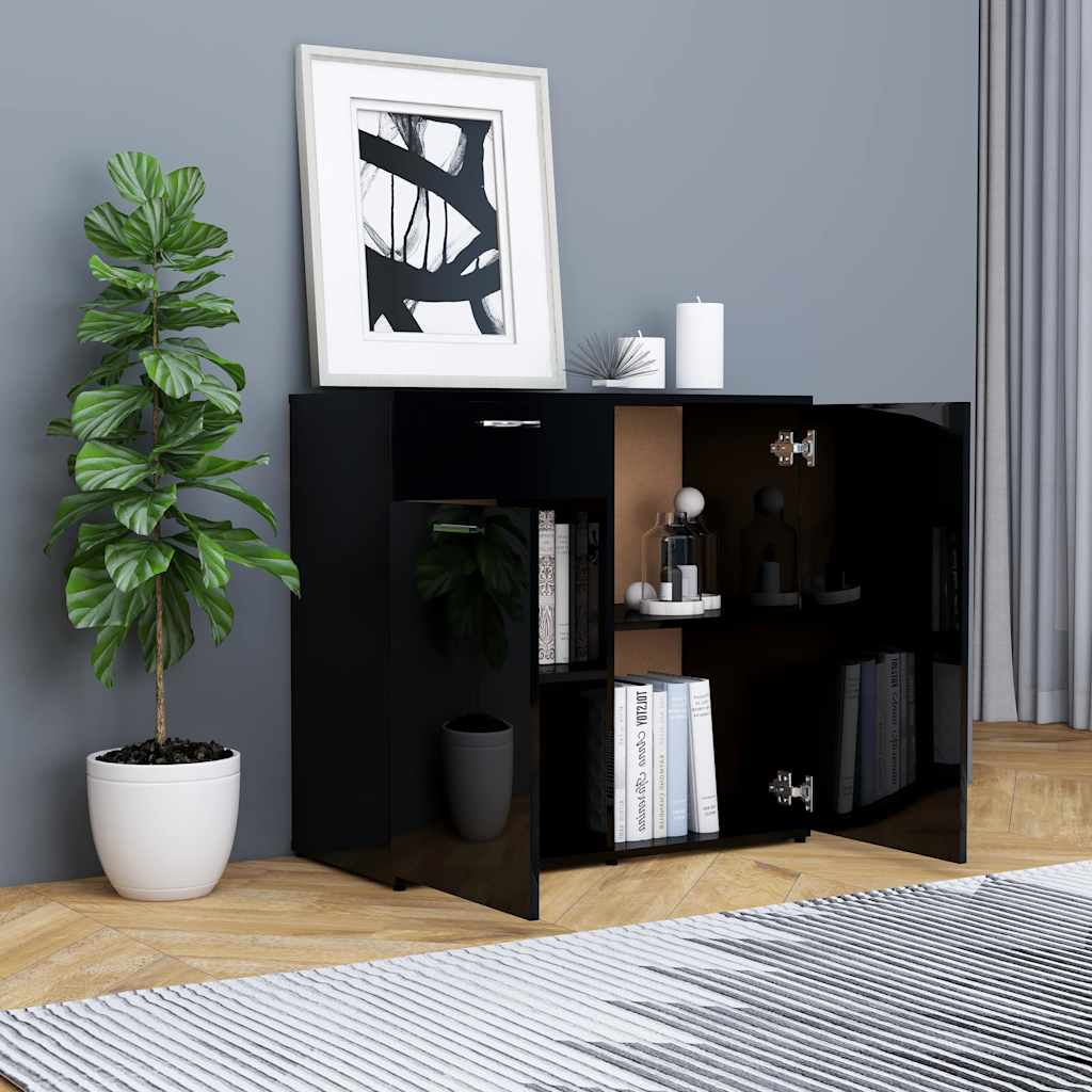 Sideboard High Gloss Black 80x36x75 cm Engineered Wood