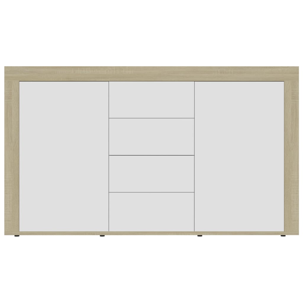 Sideboard White and Sonoma Oak 120x36x69 cm Engineered Wood