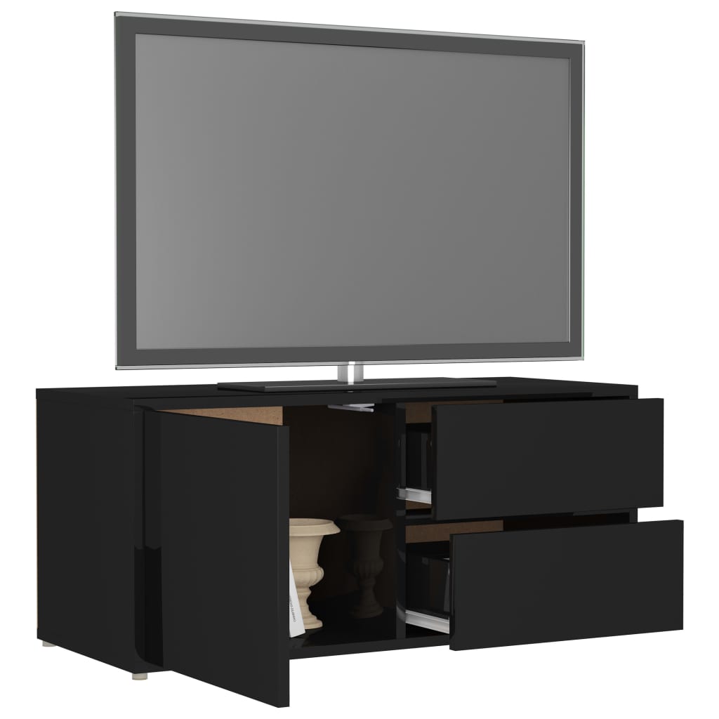 TV Cabinet High Gloss Black 80x34x36 cm Engineered Wood