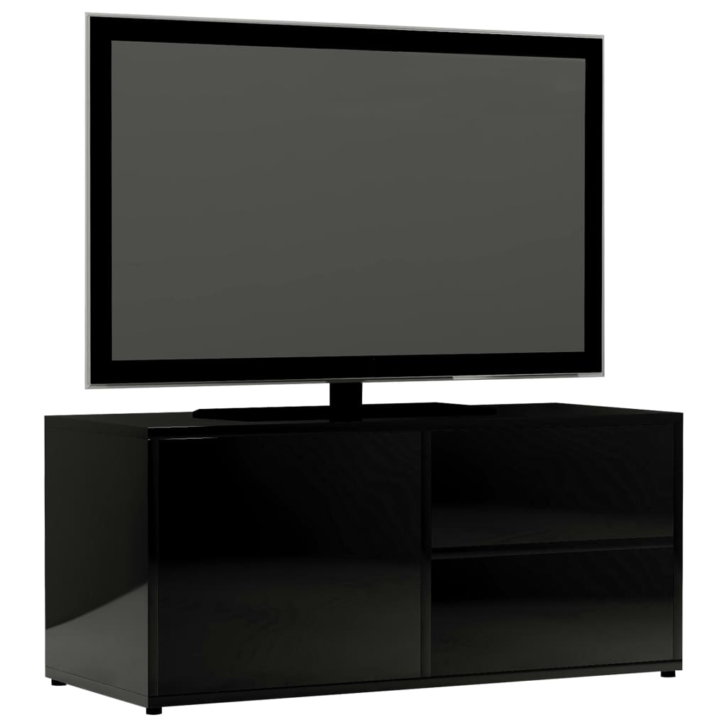 TV Cabinet High Gloss Black 80x34x36 cm Engineered Wood
