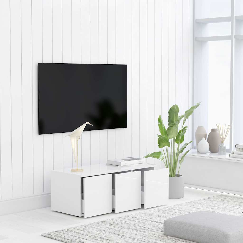TV Cabinet High Gloss White 80x34x30 cm Engineered Wood