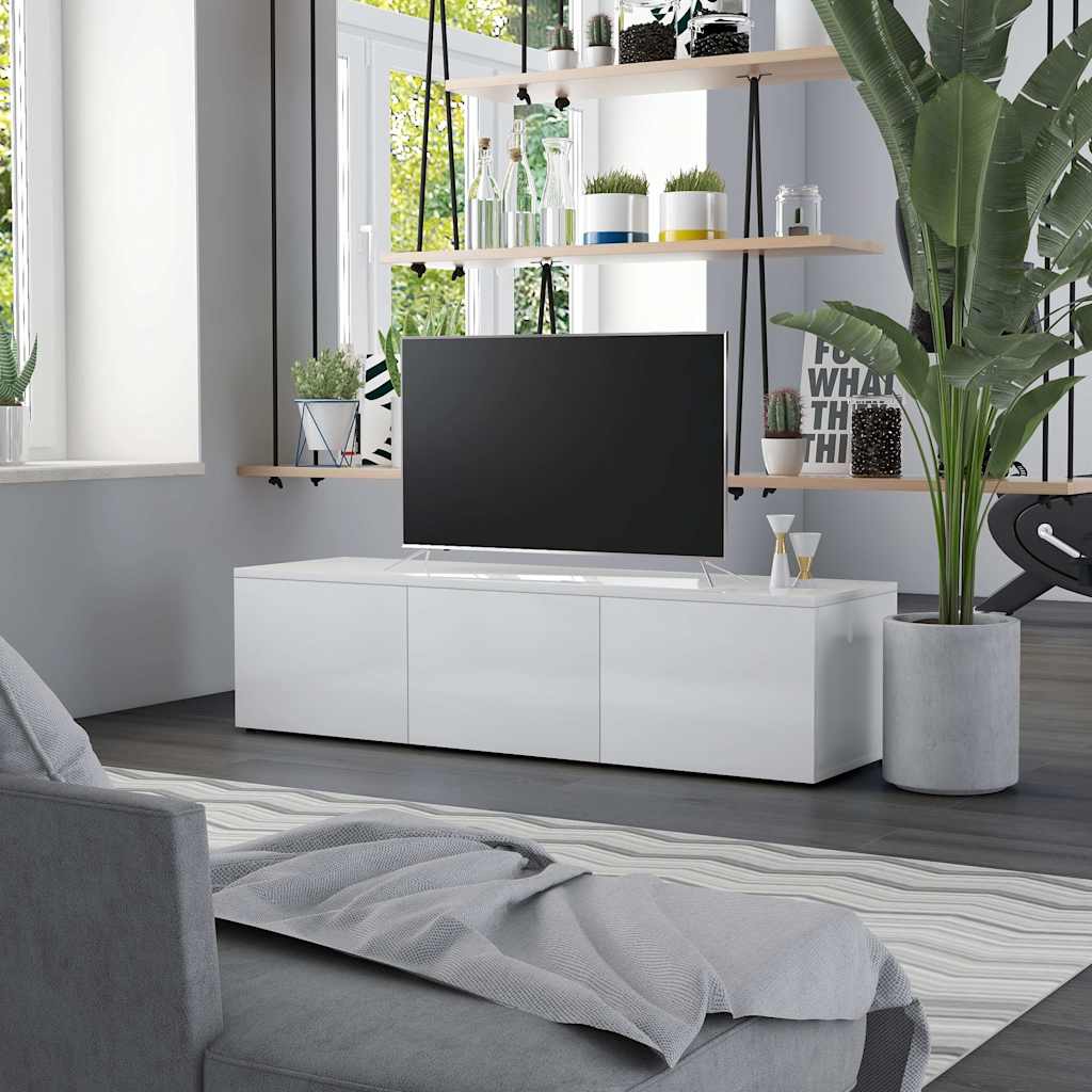 TV Cabinet High Gloss White 120x34x30 cm Engineered Wood