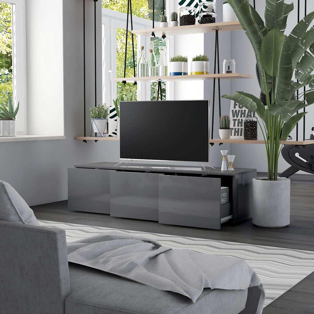 TV Cabinet High Gloss Grey 120x34x30 cm Engineered Wood