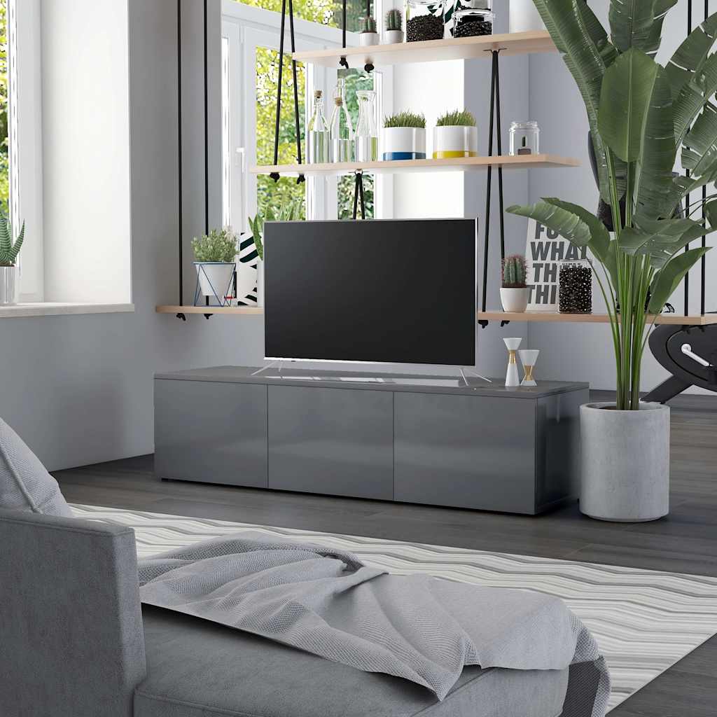 TV Cabinet High Gloss Grey 120x34x30 cm Engineered Wood