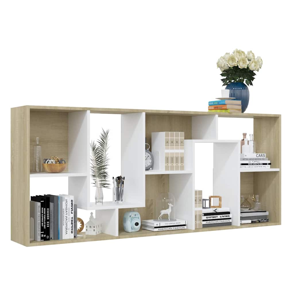 Book Cabinet White and Sonoma Oak 67x24x161 cm Engineered Wood