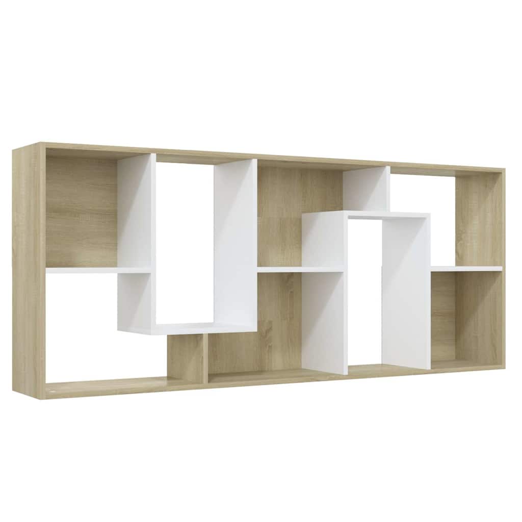 Book Cabinet White and Sonoma Oak 67x24x161 cm Engineered Wood