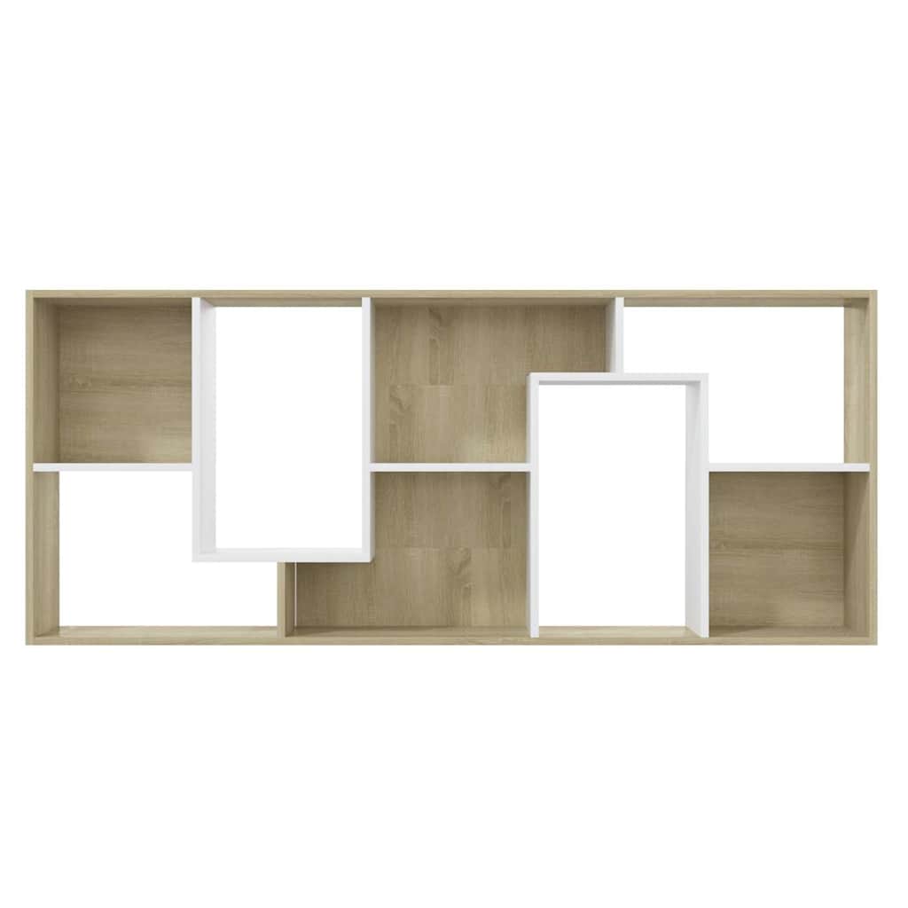 Book Cabinet White and Sonoma Oak 67x24x161 cm Engineered Wood