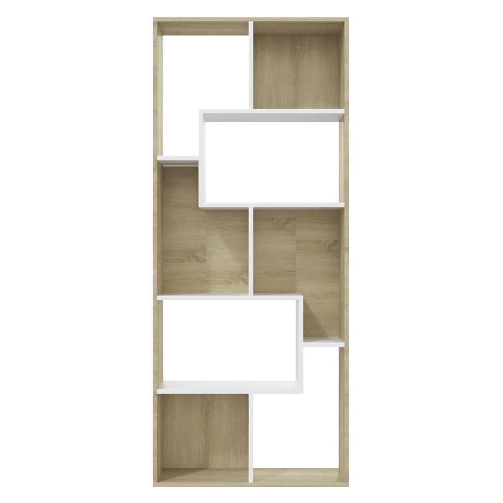 Book Cabinet White and Sonoma Oak 67x24x161 cm Engineered Wood