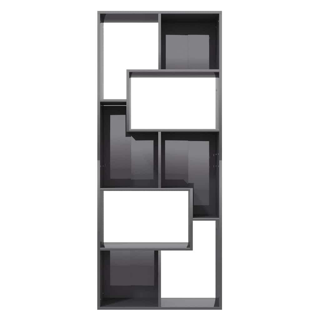 Book Cabinet High Gloss Grey 67x24x161 cm Engineered Wood