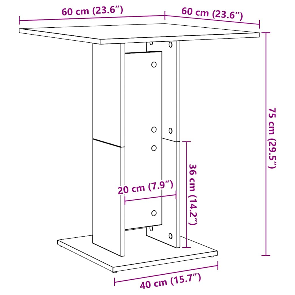Bistro Table High Gloss Grey 60x60x75 cm Engineered Wood