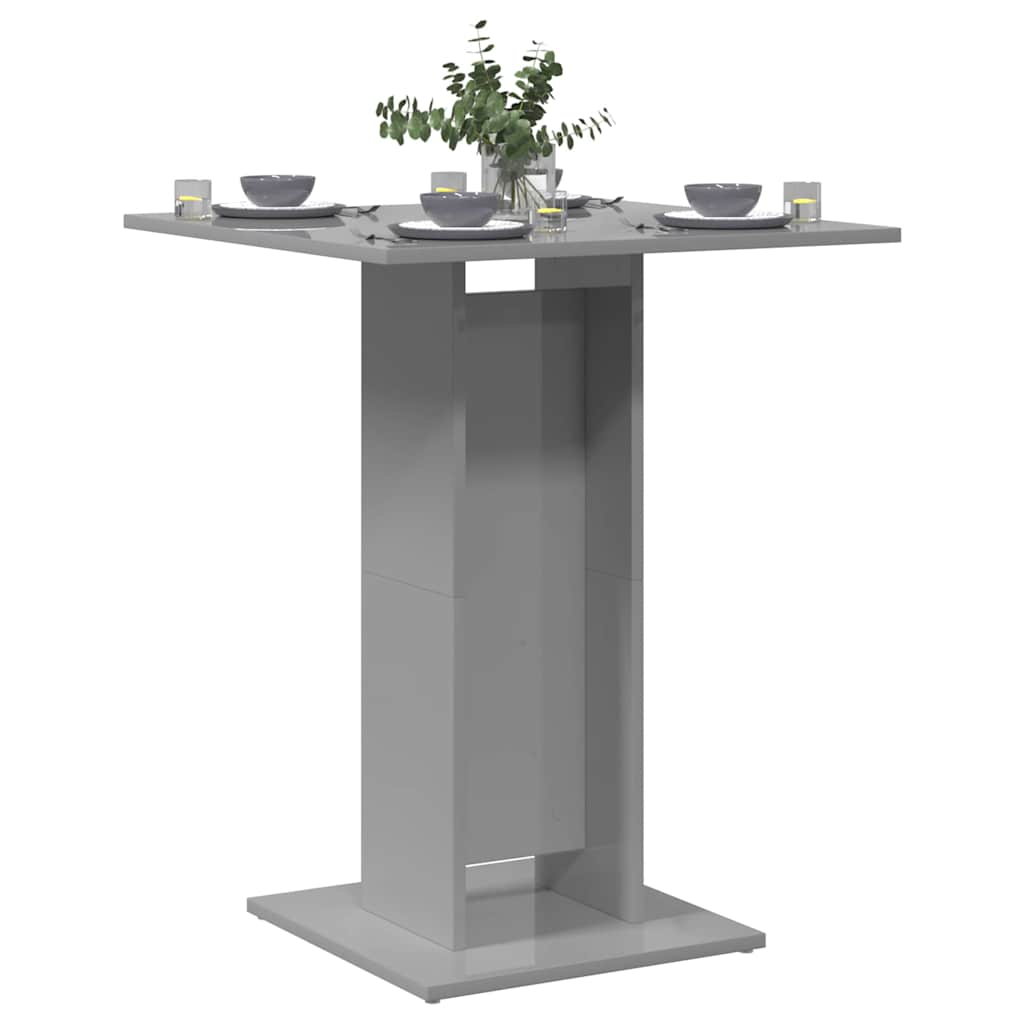 Bistro Table High Gloss Grey 60x60x75 cm Engineered Wood