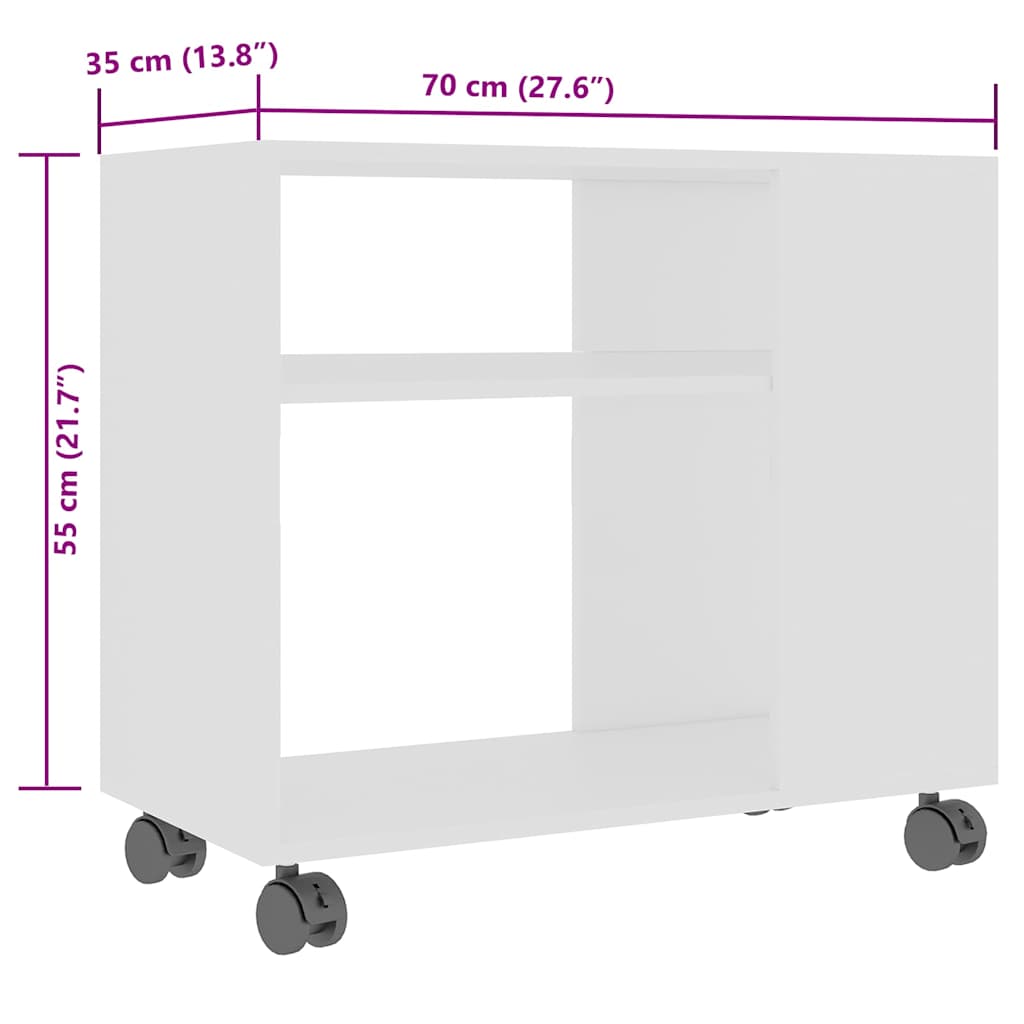 Side Table White 70x35x60.5 cm Engineered Wood