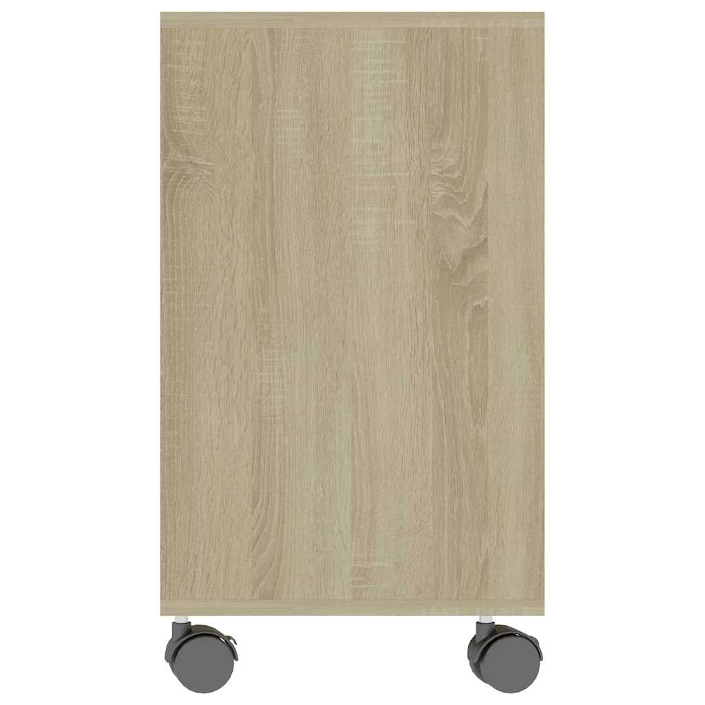 Side Table White and Sonoma Oak 70x35x60.5 cm Engineered Wood